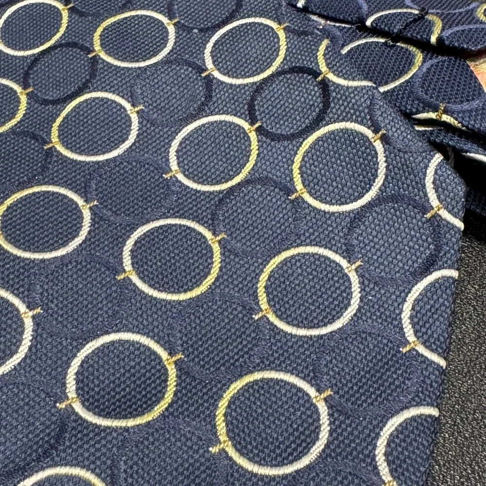 Andrea Visconti Tie Blue Geometric‎ Circle Jacquard Textured 100% Silk Designer